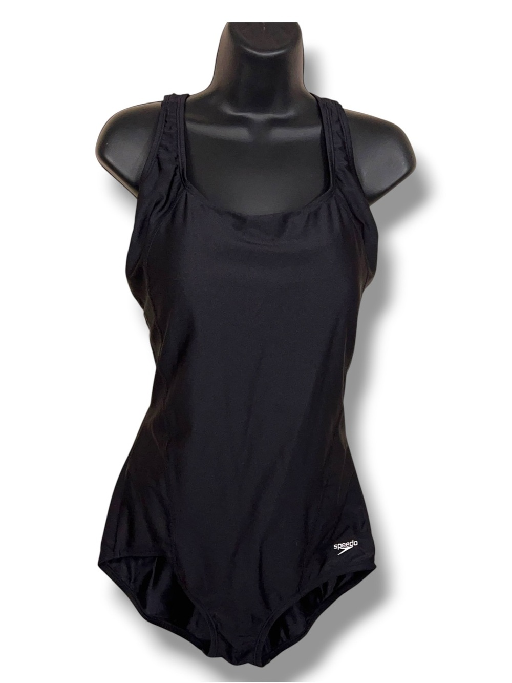 Size 14 Speedo Black One Piece Swimsuit Classic Neutral Beach Vacation Swimming